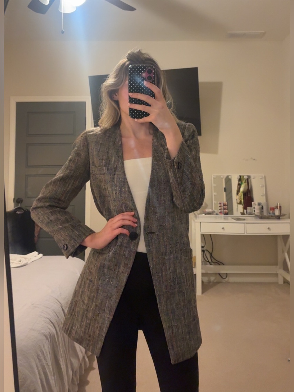 Vintage Christian Dior Petites Tweed Blazer Jacket Size 2